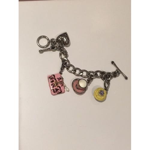 Juicy Couture silver charm bracelet with 3 charms