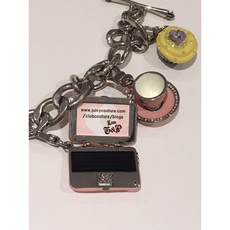 Juicy Couture silver charm bracelet with 3 charms