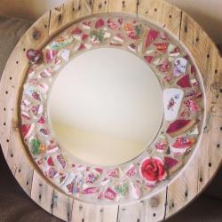 80cm recycle cable reel mirror/vintage crockery/heart trinket box/porcelain red rose