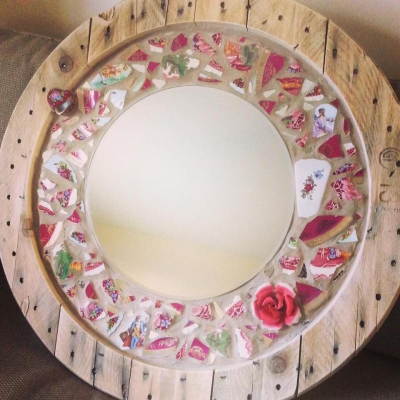 80cm recycle cable reel mirror/vintage crockery/heart trinket box/porcelain red rose