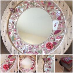 80cm recycle cable reel mirror/vintage crockery/heart trinket box/porcelain red rose