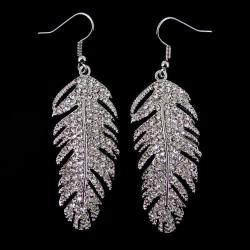 Stunning Crystal Feather Earrings. Brand New