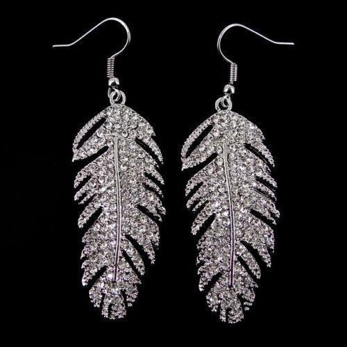 Stunning Crystal Feather Earrings. Brand New