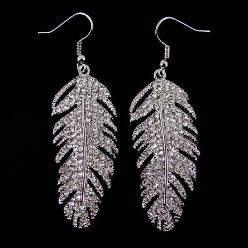 Stunning Crystal Feather Earrings. Brand New