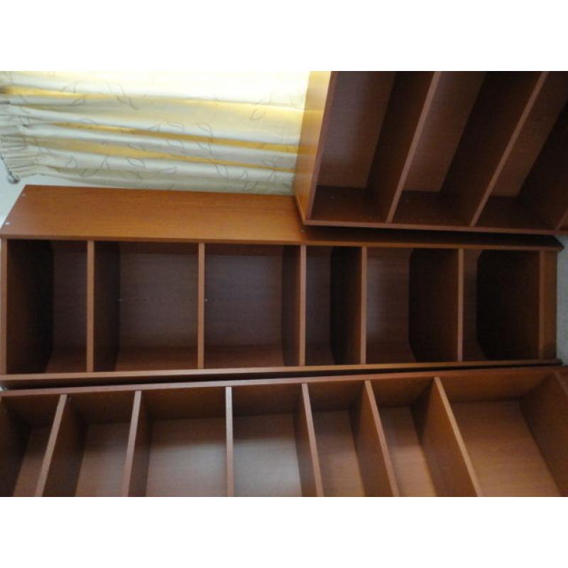Ikea Billy Bookcases, Cherry Red Veneer, Set of Three-Corner Unit, Large and Small, Good Condition
