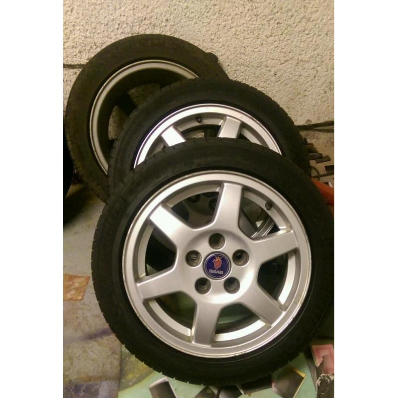 Saab/vauxhall alloys 5x110 15"x6.5j Michelin tyres