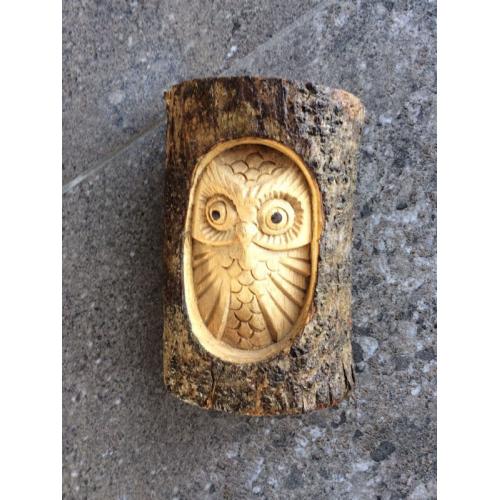 Owl in a log - brand new