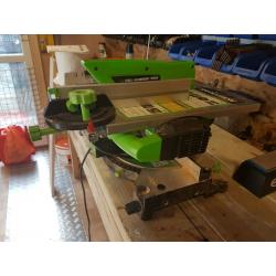 Evolution 230/240 volt 210mm TCT, Multi Purpose Mitre Bench Saw in excellent condition