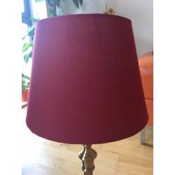 Classic Brass Table Lamp with Burgundy Shade