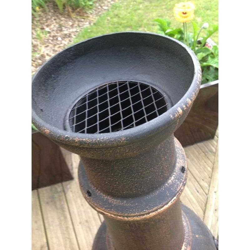 Cast iron bronzed chimenea