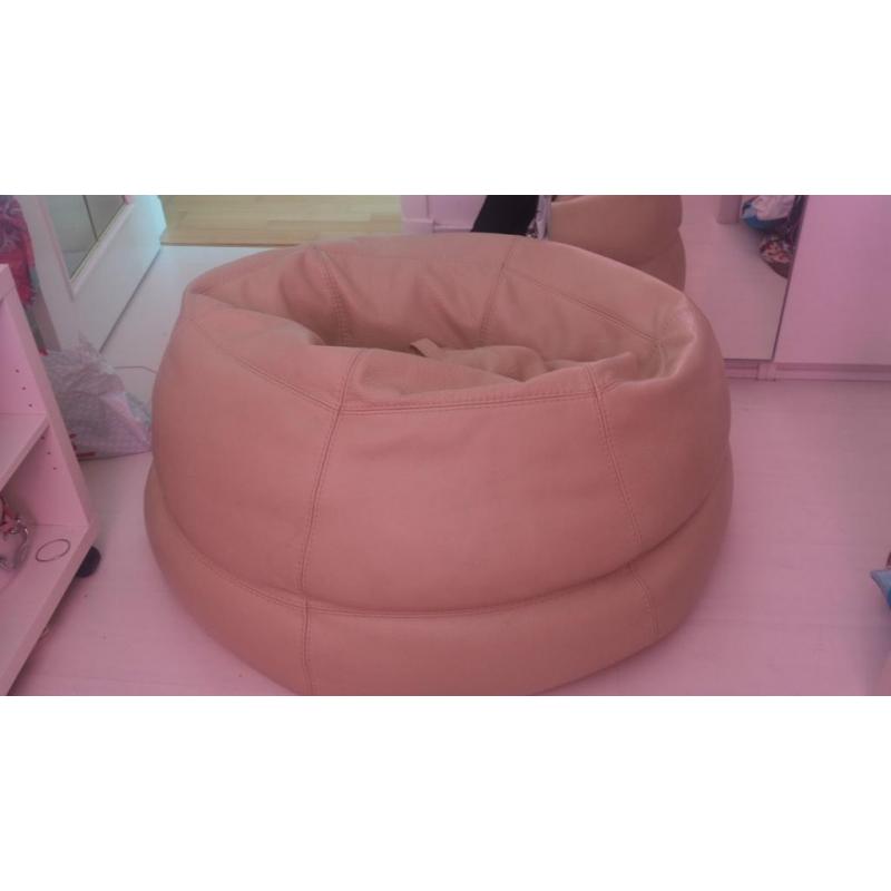 Natuzzi Leather Bean Bag (Beige)