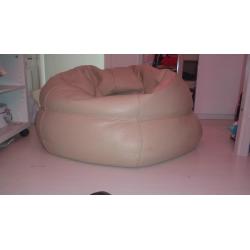 Natuzzi Leather Bean Bag (Beige)
