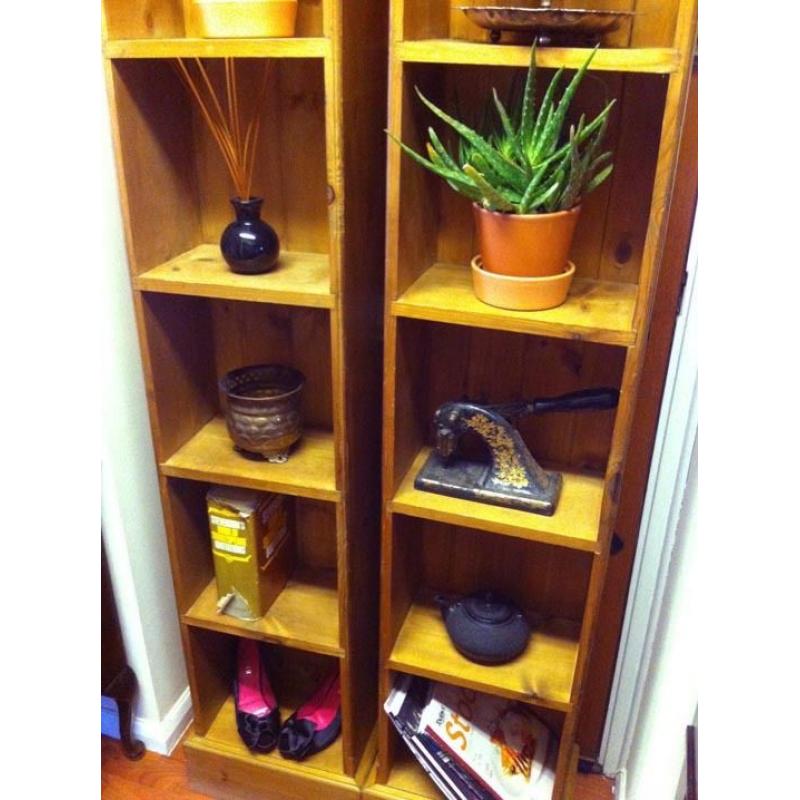 A lovely pair of old pine bookcase