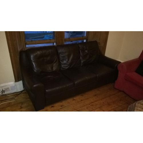 Brown leather sofa - for free - pickup today only