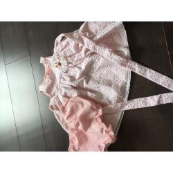 X 2 baby girls pink and white broderie dresses
