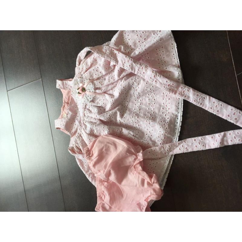X 2 baby girls pink and white broderie dresses