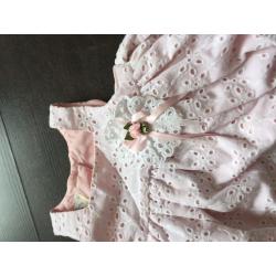 X 2 baby girls pink and white broderie dresses