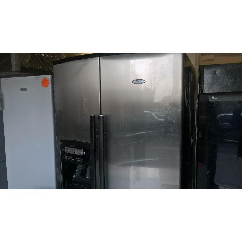 whirlpool silver American fridge freezer ....