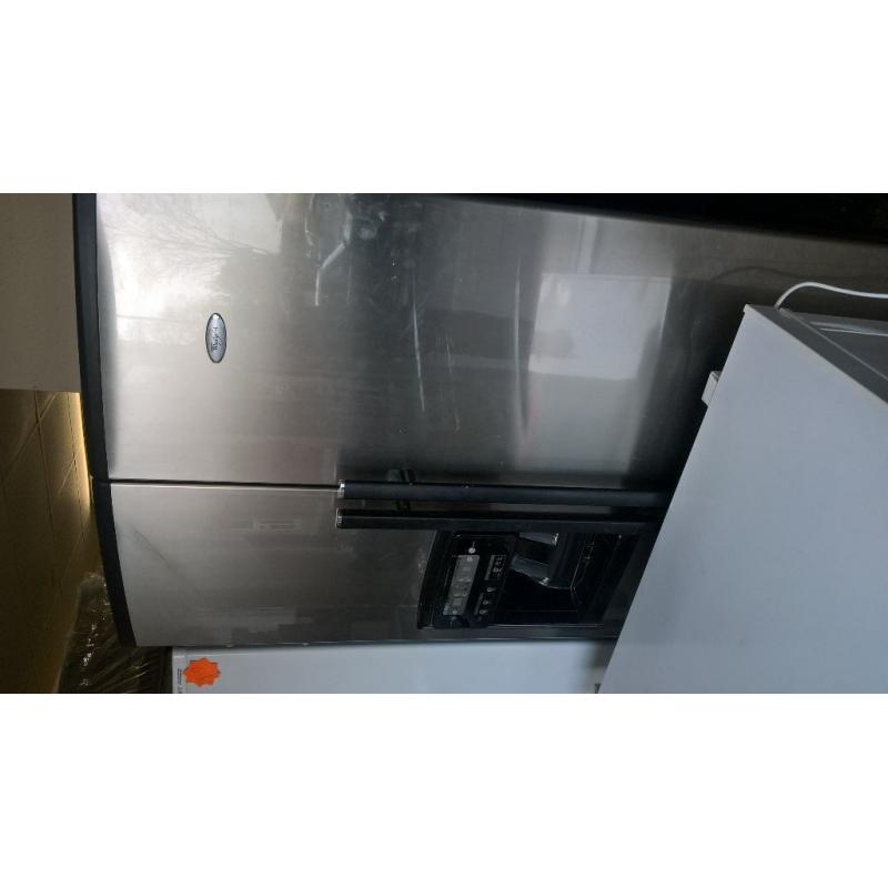 whirlpool silver American fridge freezer ....