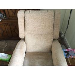 Tilt in Space Chair. Riser recliner. Dual control. The Hamilton. Beige fabric. V good condition.