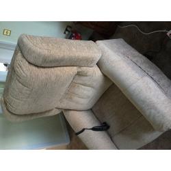 Tilt in Space Chair. Riser recliner. Dual control. The Hamilton. Beige fabric. V good condition.