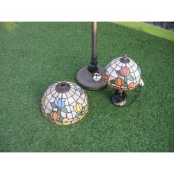 Tiffany style upright lamp, side lamp, and lamp shade.