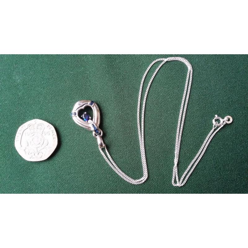 BARGAIN Silver 925 Sri Lankan Necklace With Blue Sapphire