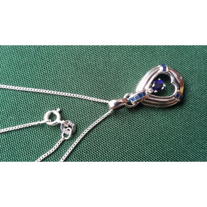 BARGAIN Silver 925 Sri Lankan Necklace With Blue Sapphire