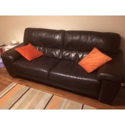 Large 2 seater Brown Leather DFS Sofa