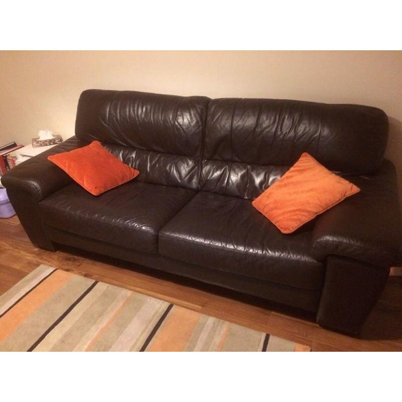 Large 2 seater Brown Leather DFS Sofa