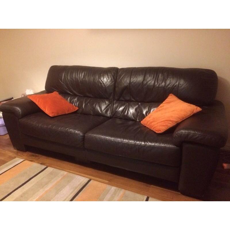 Large 2 seater Brown Leather DFS Sofa