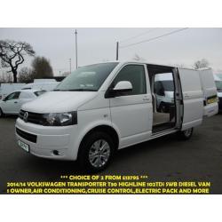 2014 VOLKSWAGEN TRANSPORTER T30 102 TDI HIGHLINE SWB DIESEL VAN * AIRCON,CRUISE