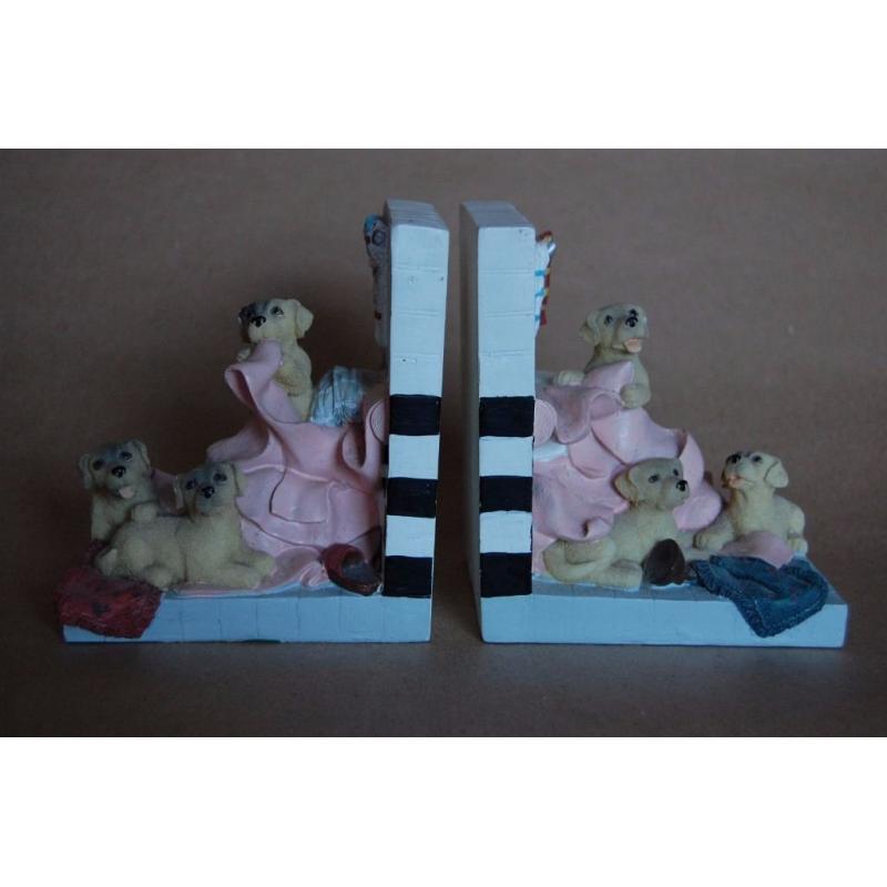Pair of Children's Bookends Andrex Puppies at Play, Lovely Practical Items.