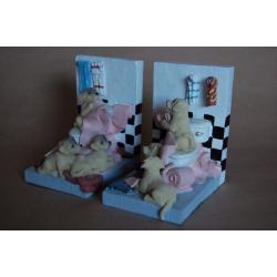 Pair of Children's Bookends Andrex Puppies at Play, Lovely Practical Items.