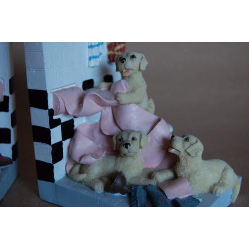 Pair of Children's Bookends Andrex Puppies at Play, Lovely Practical Items.
