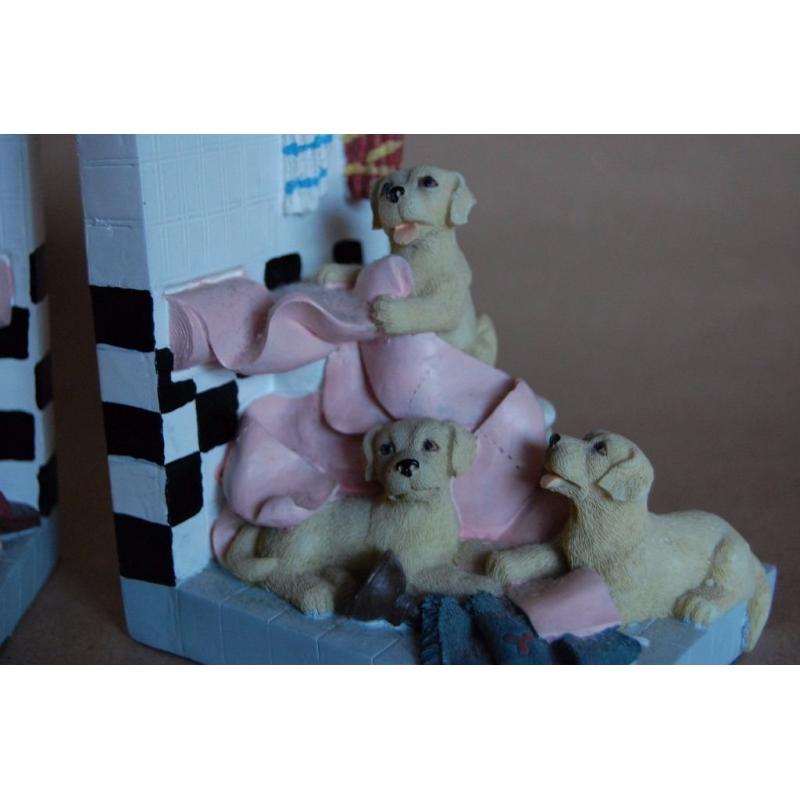 Pair of Children's Bookends Andrex Puppies at Play, Lovely Practical Items.