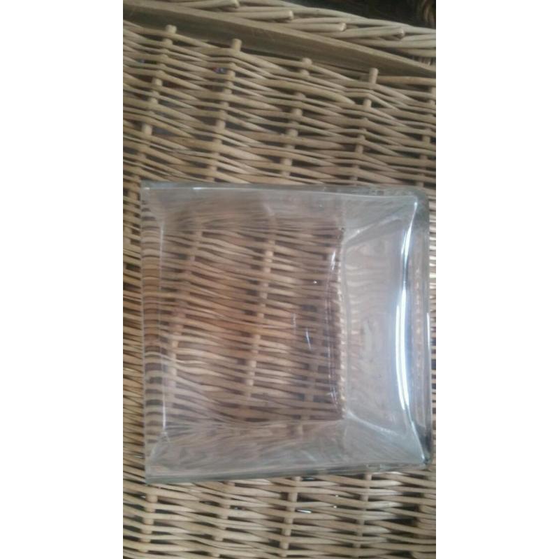 Six Wedding Glass Square Vases