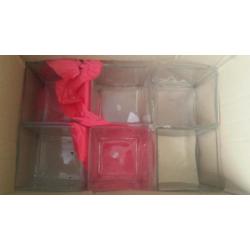 Six Wedding Glass Square Vases