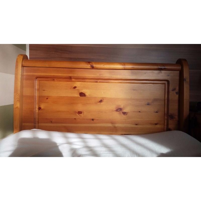 single solid pine sleigh bed with Mattress