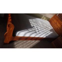single solid pine sleigh bed with Mattress