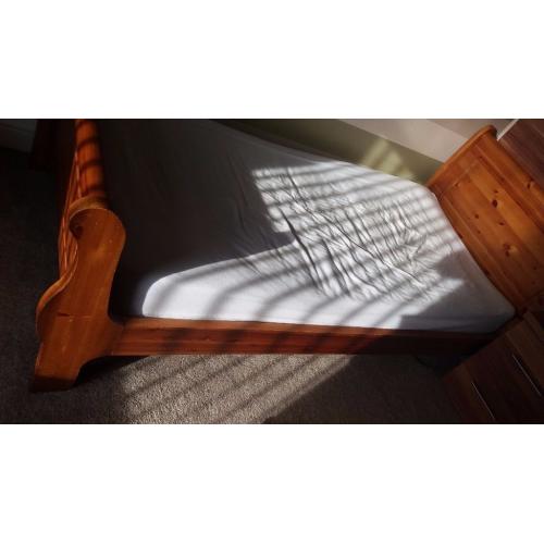 single solid pine sleigh bed with Mattress