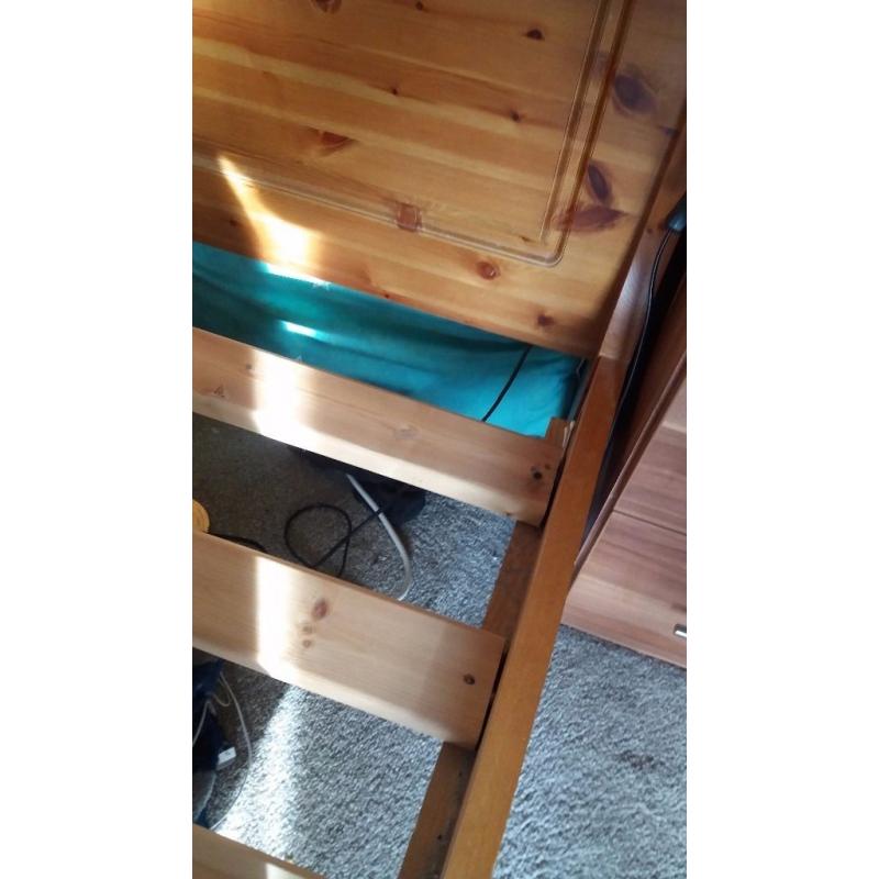 single solid pine sleigh bed with Mattress