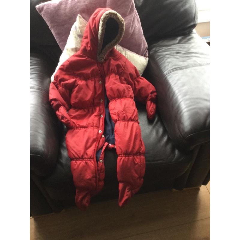 Red Next Pram Suit - 6 to 9 months