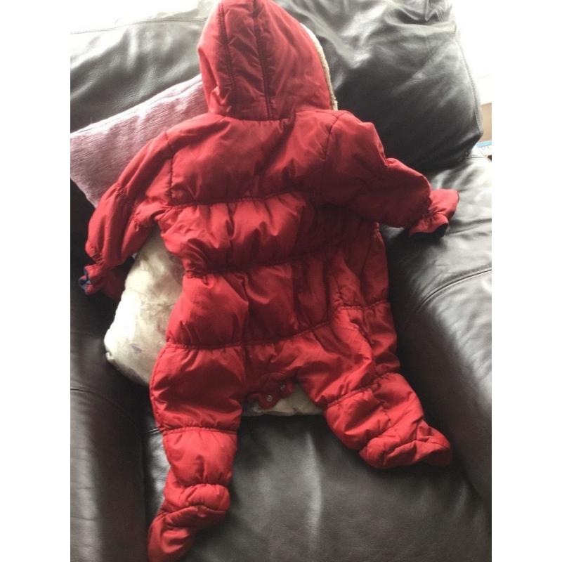 Red Next Pram Suit - 6 to 9 months