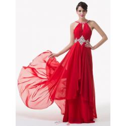 Floor Length Red Sexy Crystals Evening Dress