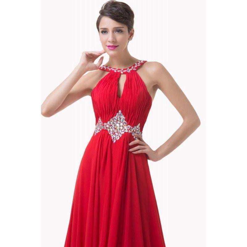 Floor Length Red Sexy Crystals Evening Dress