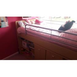 Mid Sleeper with desk draws + shelves