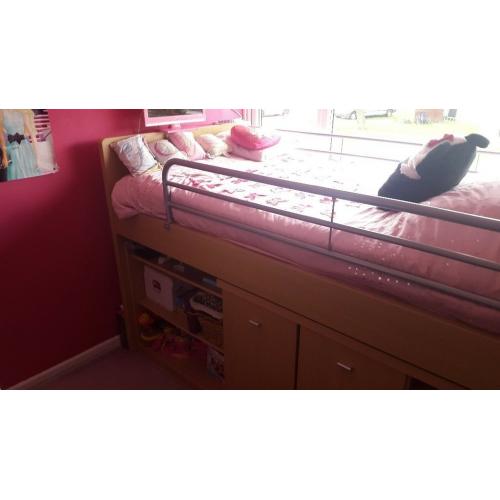 Mid Sleeper with desk draws + shelves