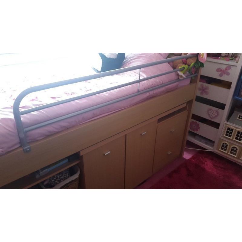Mid Sleeper with desk draws + shelves