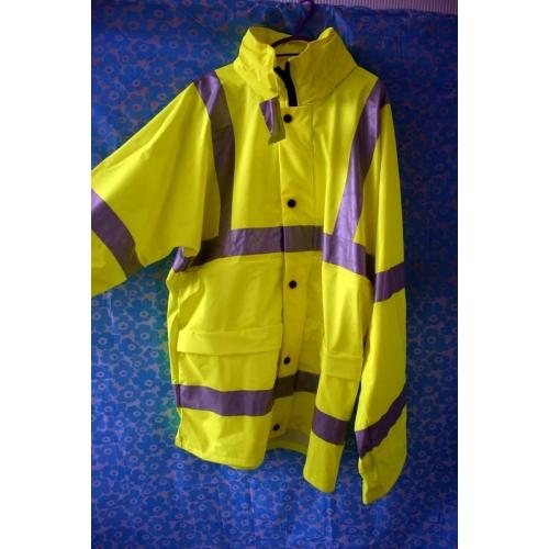 B-Seen PULJ471 Lined Breathable Storm Proof Insulated Hi-Viz Saturn Yellow Security Safety Jacket,